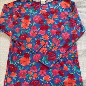 L.L. Bean Women's Long Sleeve Floral Tee - single stitch Medium
